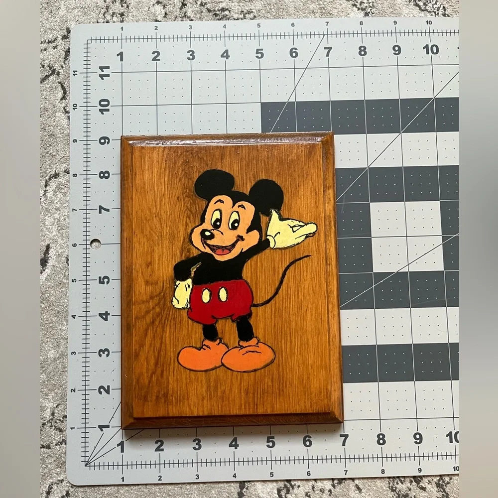Vintage Mickey Mouse Painting On Wood Artwork Hand Painted Disney Art